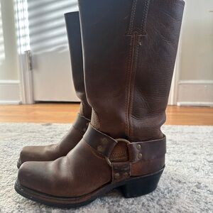 Frye Chocolate Brown Leather Harness Boots